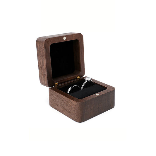 2 1/8" x 2 1/8" x 1 1/2" Dark Walnut Ring Box