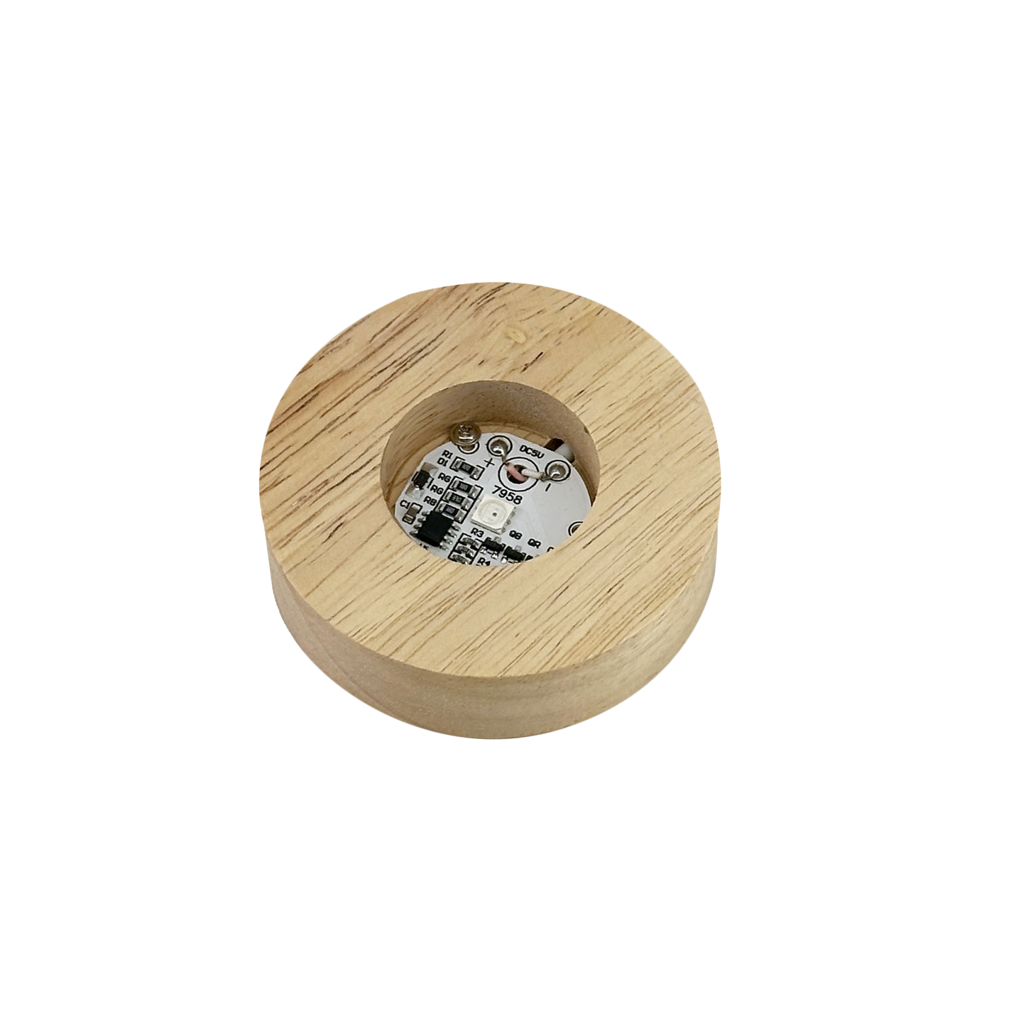 2 3/4" Round Wood Base RGB Color LED Light with Switch