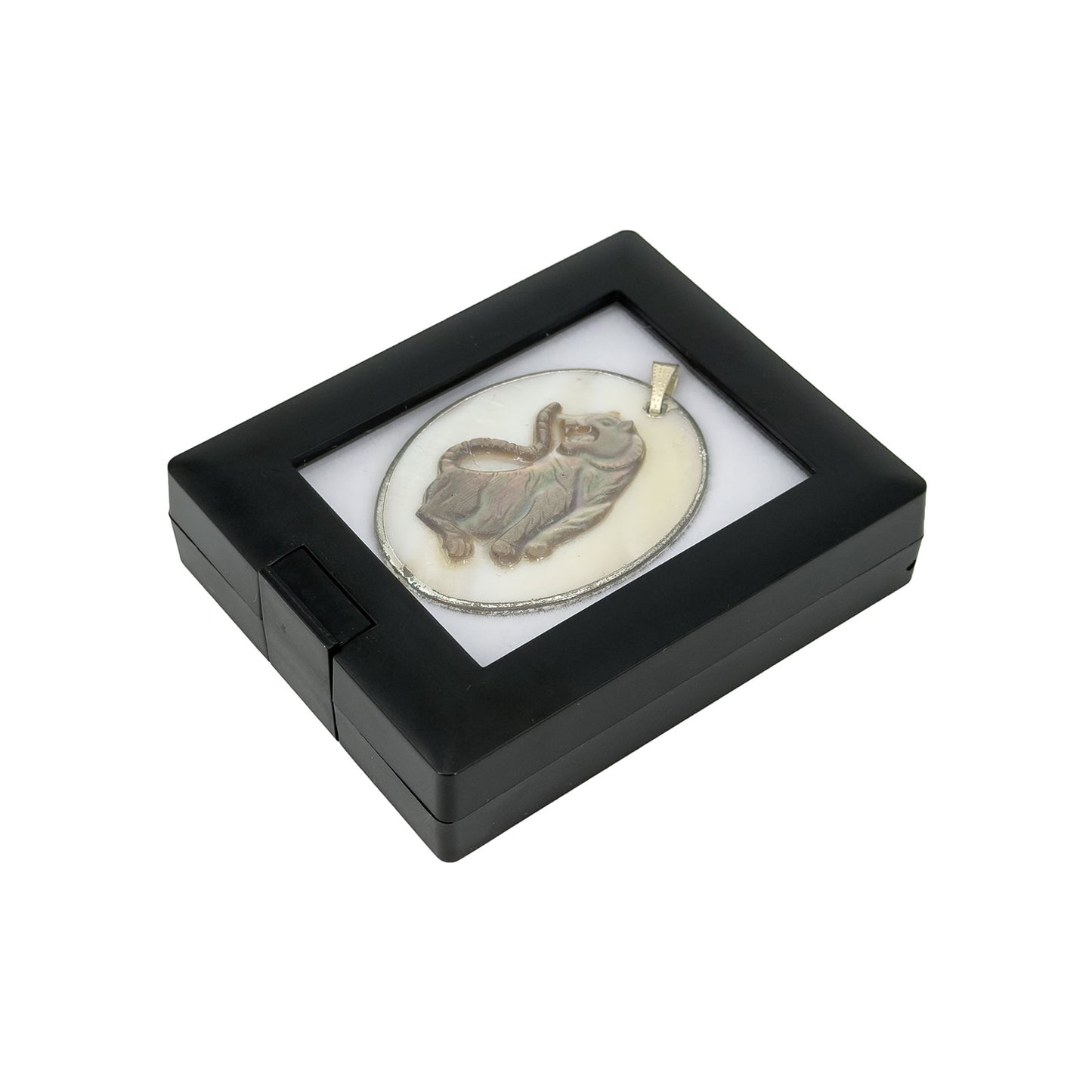 2 1/4" x 2 3/4" Black Plastic Gemstone Box with White Velvet Interior