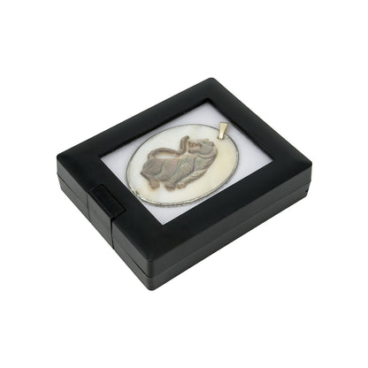 2 1/4" x 2 3/4" Black Plastic Gemstone Box with White Velvet Interior