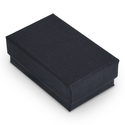 2 5/8" x 1 5/8" x 1" Black Linen Pattern Cotton Filled Paper Box