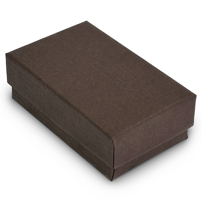 2 5/8" x 1 5/8" x 1" Brown Linen Pattern Cotton Filled Paper Box