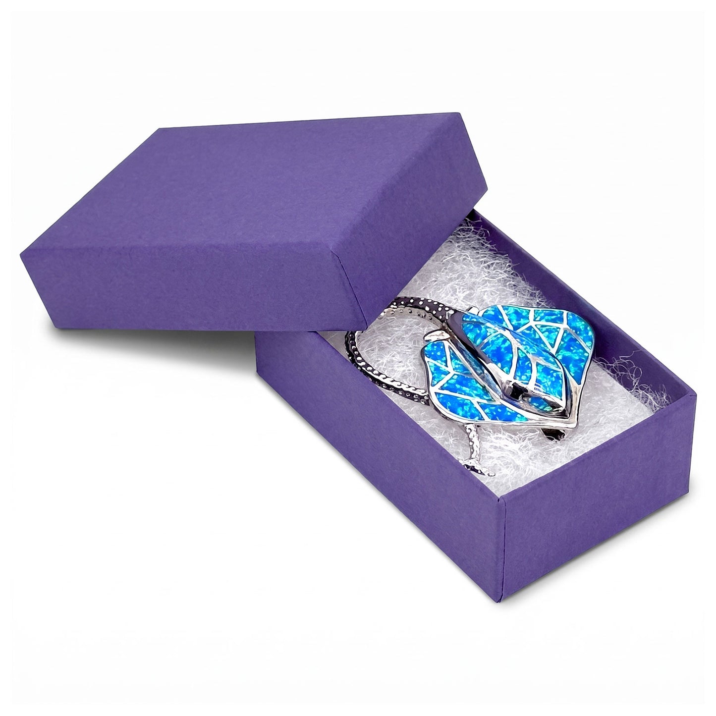 2 5/8" x 1 5/8" x 1" Dark Purple Cotton Filled Paper Box