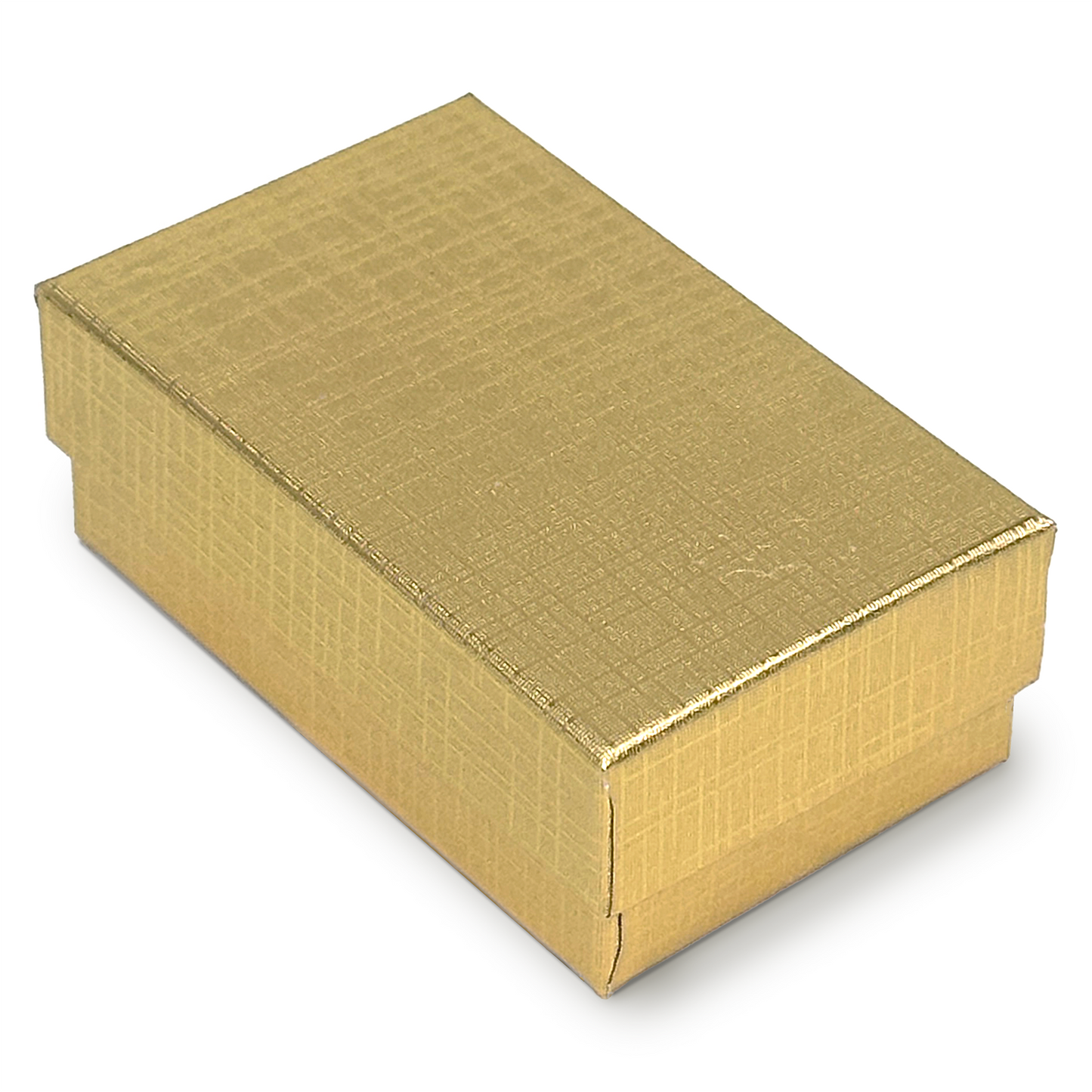 2 5/8" x 1 5/8" x 1" Gold Linen Pattern Cotton Filled Paper Box