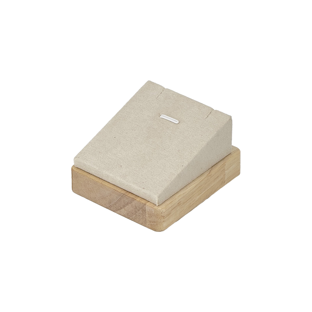 2 7/8" x 3 1/8" Beige Velvet Natural Wood Single Pendant Display Block
