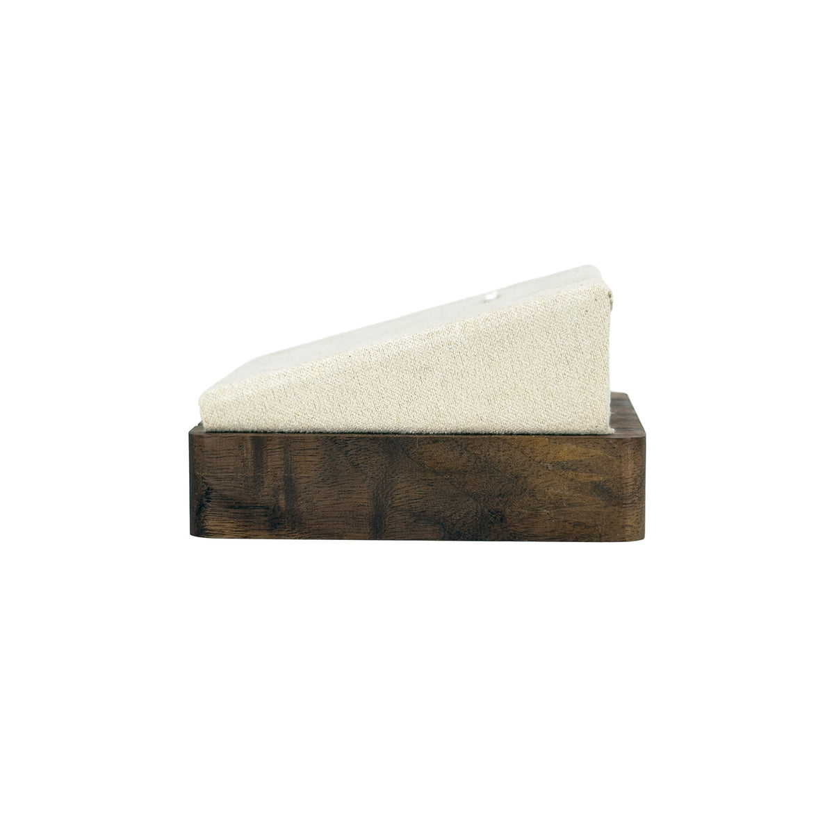 2 7/8" x 3 1/8" Beige Velvet Walnut Wood Single Pendant Display Block