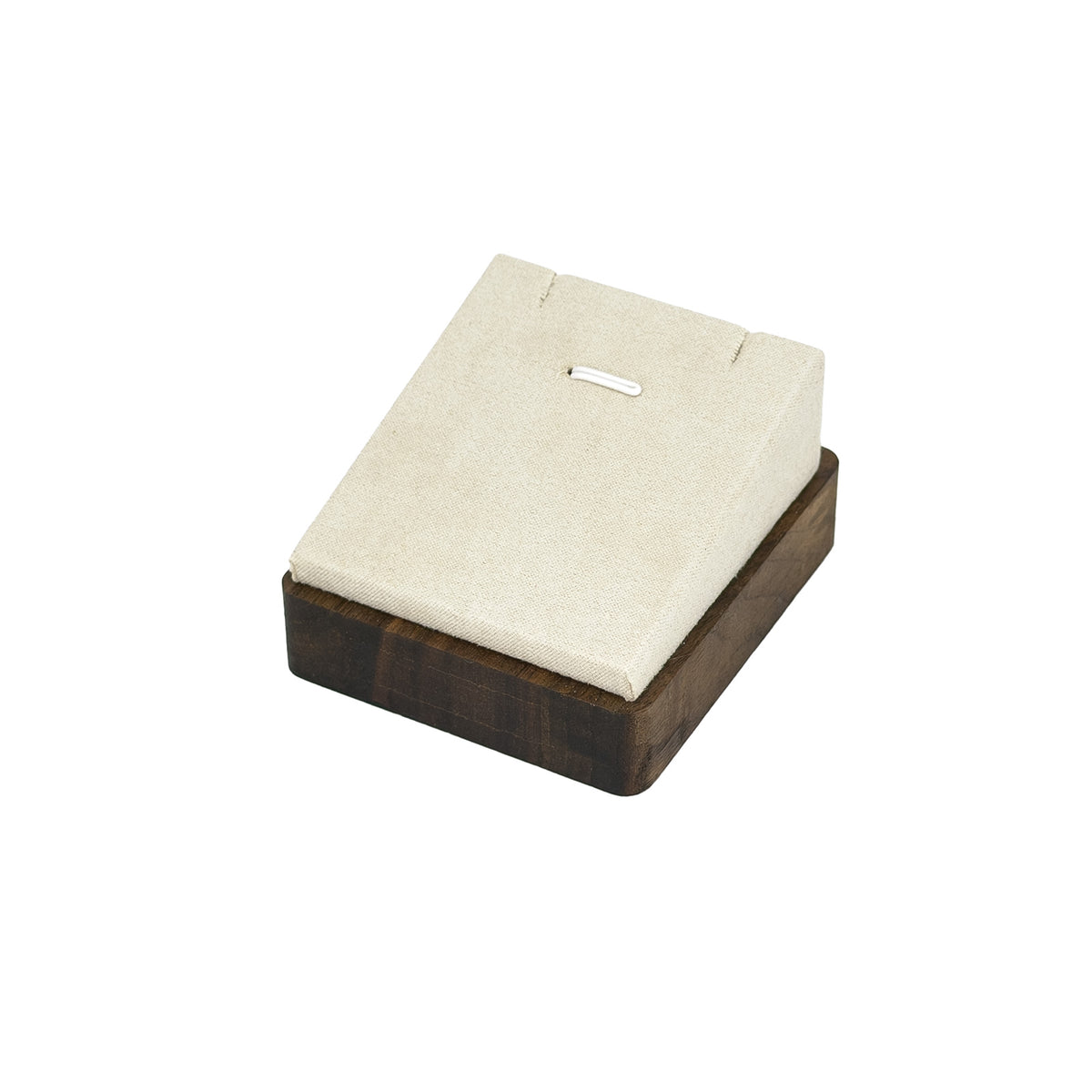 2 7/8" x 3 1/8" Beige Velvet Walnut Wood Single Pendant Display Block