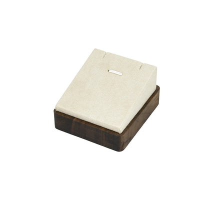 2 7/8" x 3 1/8" Beige Velvet Walnut Wood Single Pendant Display Block