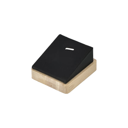 2 7/8" x 3 1/8" Black Leatherette Natural Wood Single Pendant Display Block
