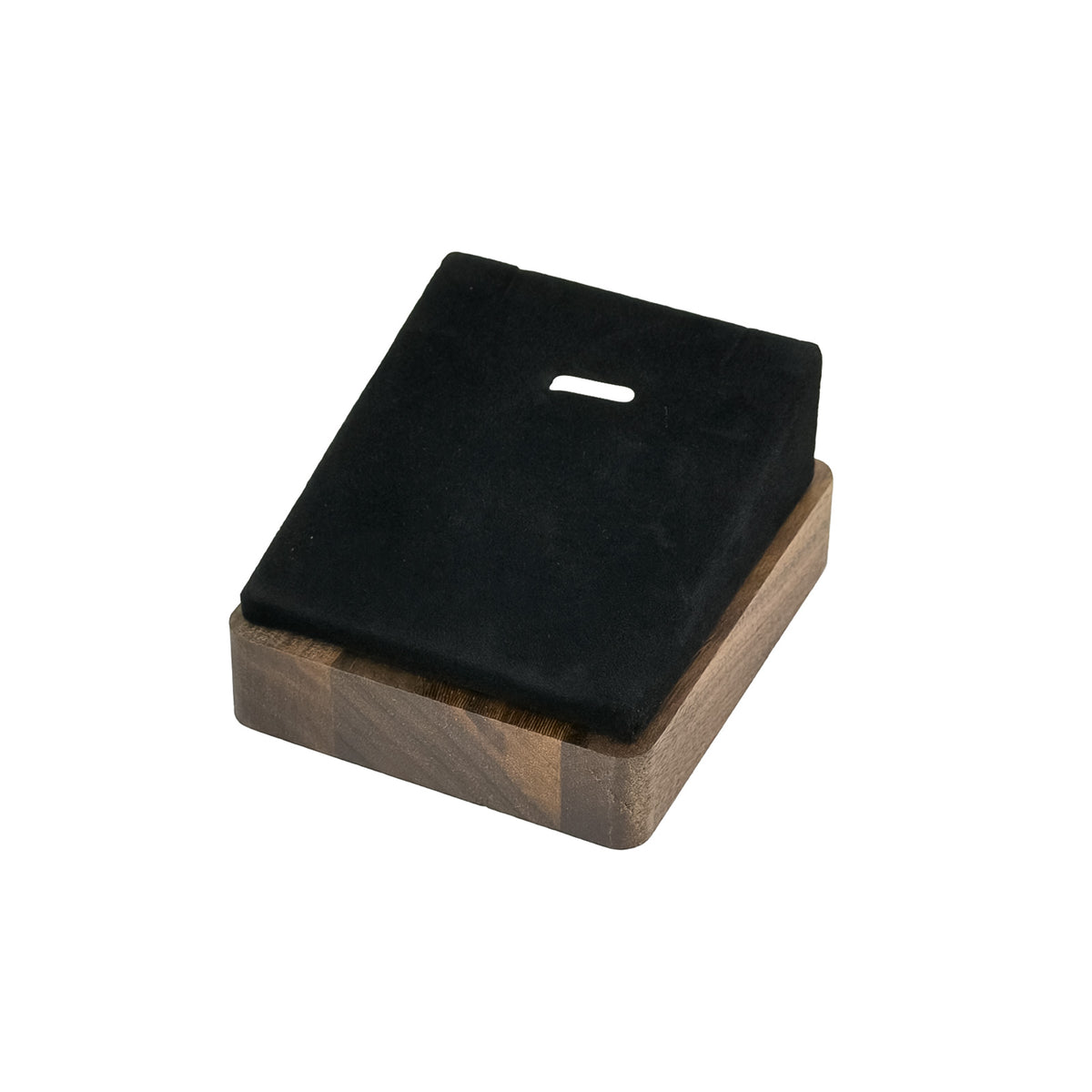 2 7/8" x 3 1/8" Black Velvet Walnut Wood Single Pendant Display Block