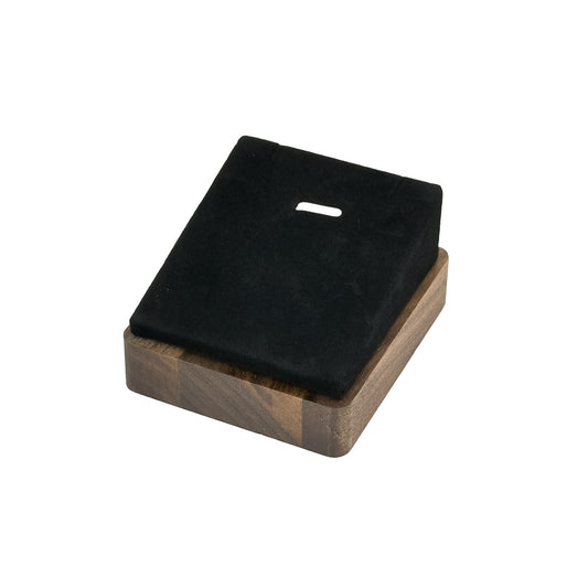 2 7/8" x 3 1/8" Black Velvet Walnut Wood Single Pendant Display Block