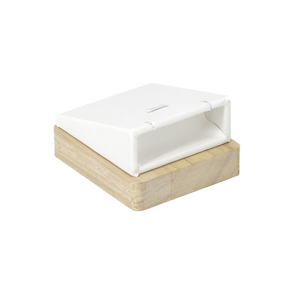 2 7/8" x 3 1/8" White Leatherette Natural Wood Single Pendant Display Block