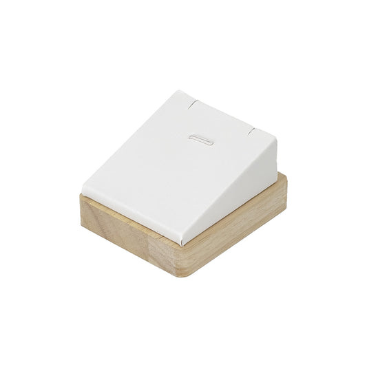 2 7/8" x 3 1/8" White Leatherette Natural Wood Single Pendant Display Block