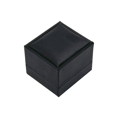 2 9/16" x 2 3/8" Deluxe Black Leatherette Silk Grain Ring Jewelry Box