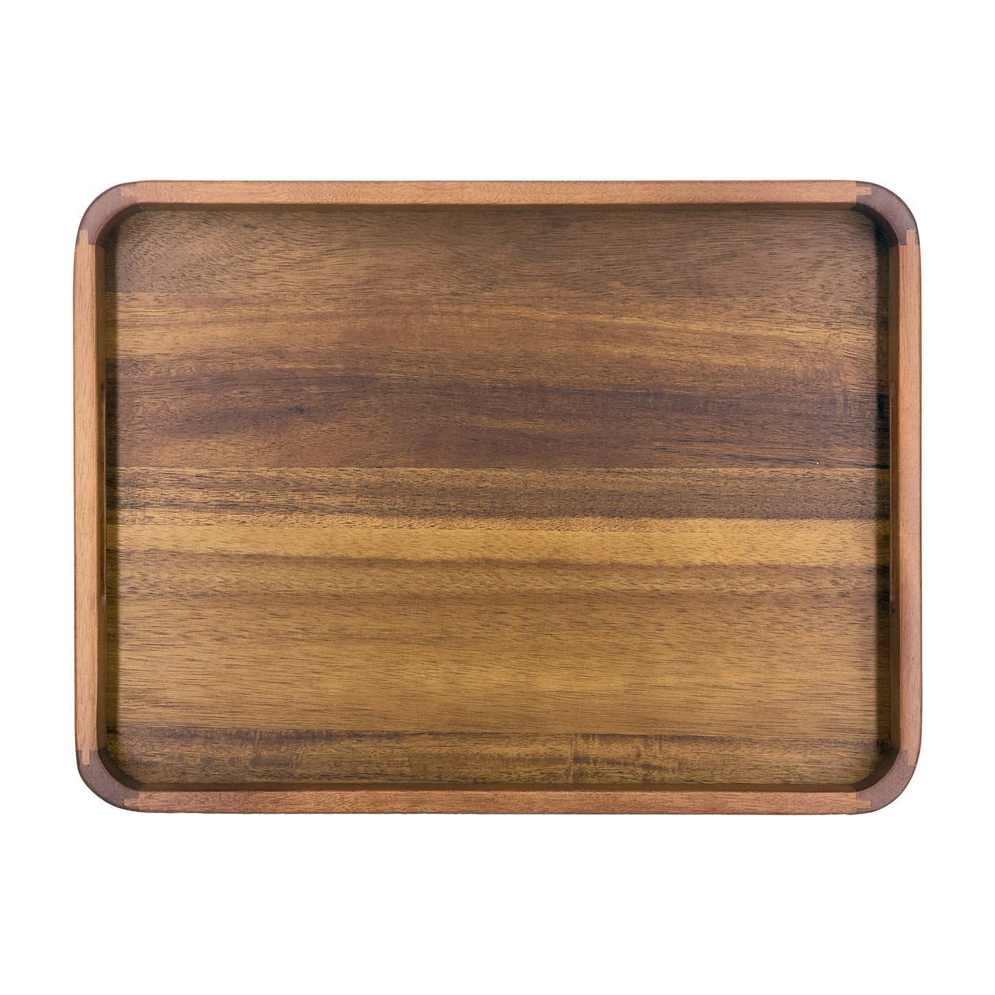 2-Piece Walnut Wood Serving Tray Set with Cut-Out Handles