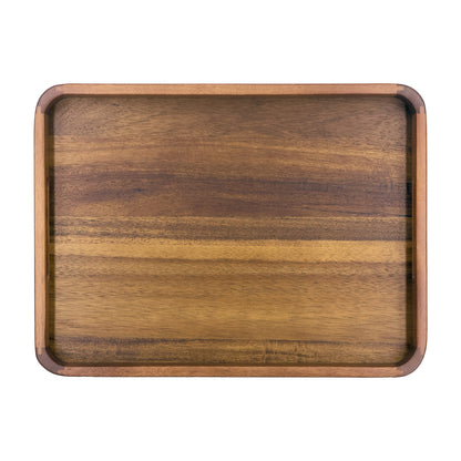 2-Piece Walnut Wood Serving Tray Set with Cut-Out Handles