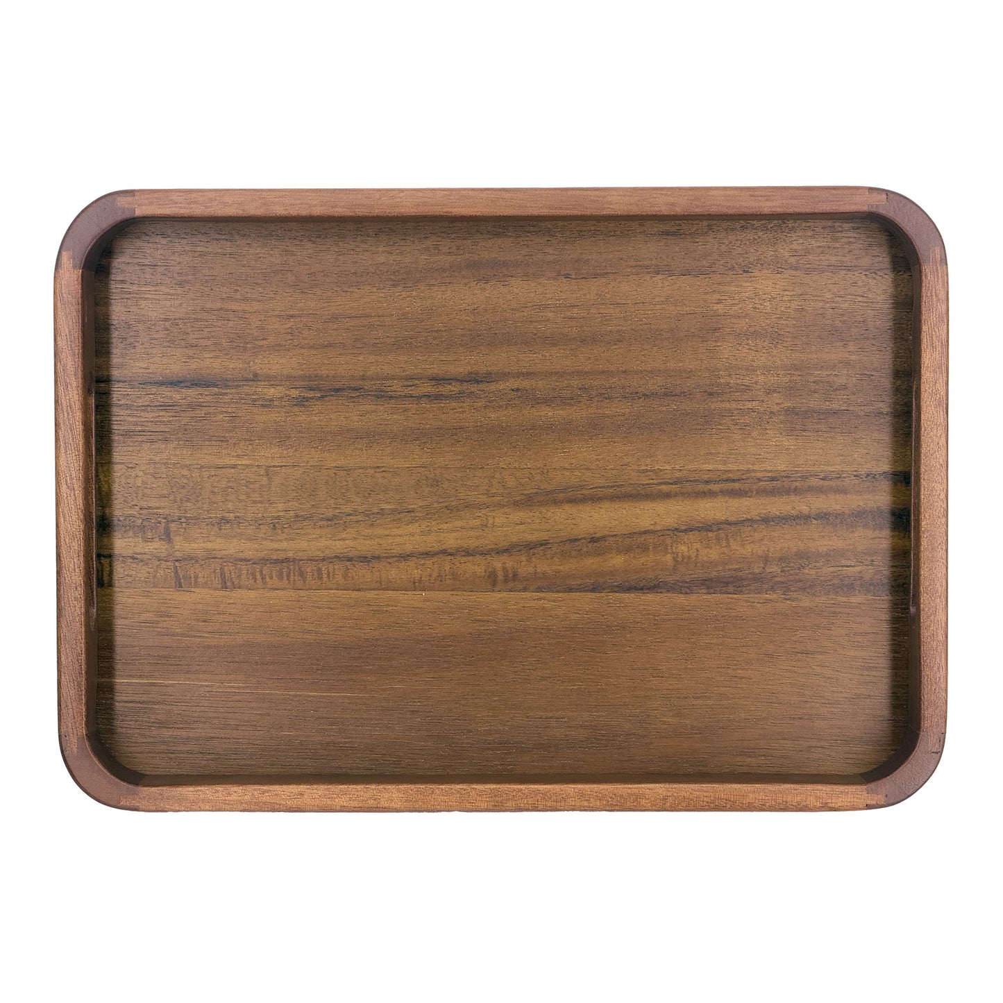2-Piece Walnut Wood Serving Tray Set with Cut-Out Handles