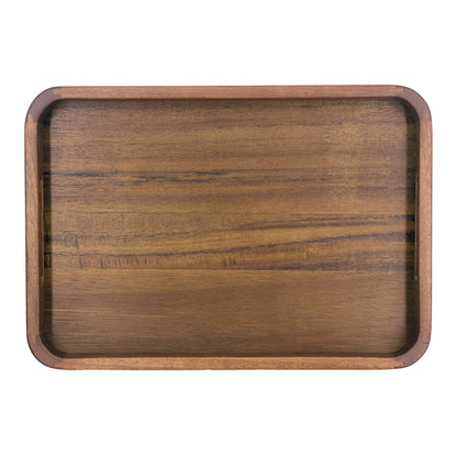 2-Piece Walnut Wood Serving Tray Set with Cut-Out Handles