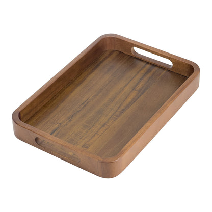 2-Piece Walnut Wood Serving Tray Set with Cut-Out Handles