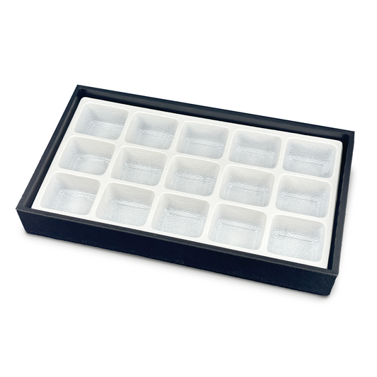 2" Standard Size Black Plastic Tray with 15 Compartment Insert