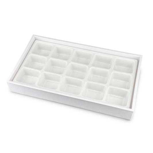 2" Standard Size White Plastic Tray with 15 Compartment Insert