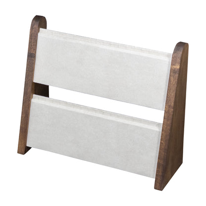 2 Tier Dark Oak Wood and White Velvet Necklace Jewelry Display