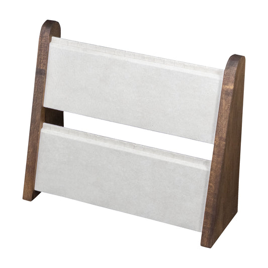 2 Tier Dark Oak Wood and White Velvet Necklace Jewelry Display