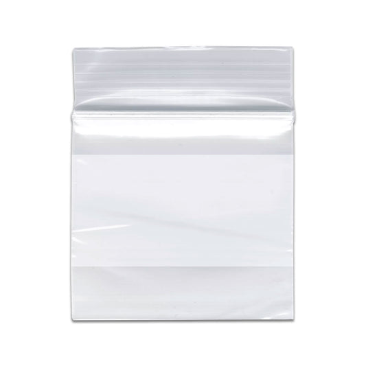 2" x 2" White Block Clear Zip Lock 2 Mil Plastic Bags