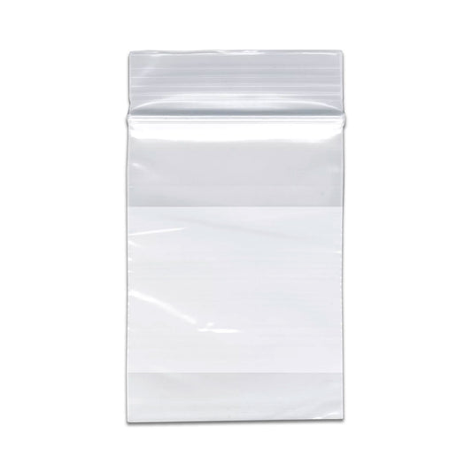 2" x 3" White Block Clear Zip Lock 2 Mil Plastic Bags