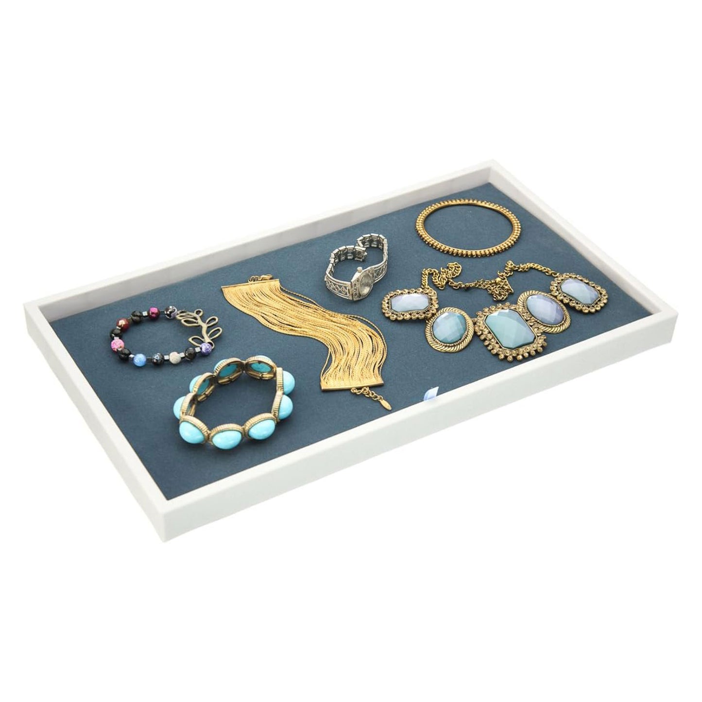 (20-Pack) 13 7/8" x 7 1/2" Dark Blue-Gray Jewelry Display Pad Tray Insert