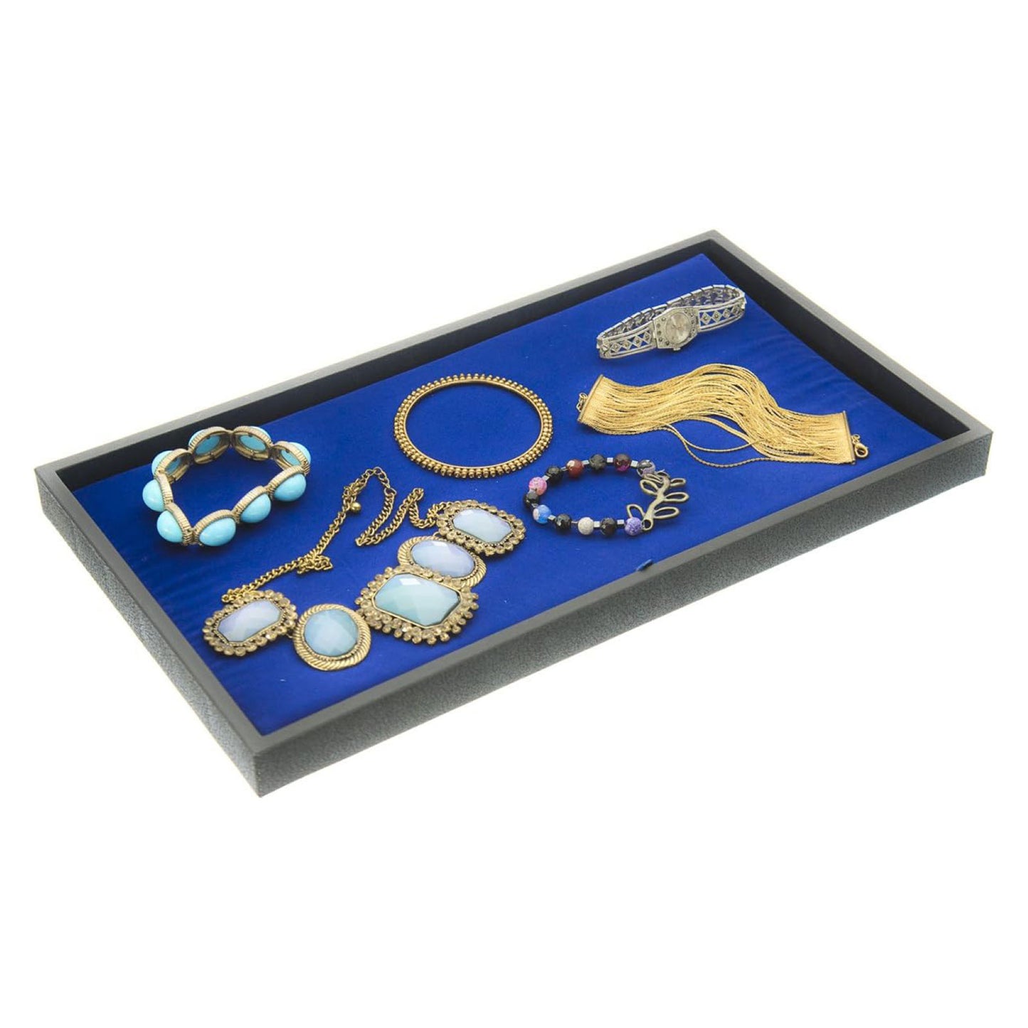 (20-Pack) 13 7/8" x 7 1/2" Royal Blue Jewelry Display Pad Tray Insert