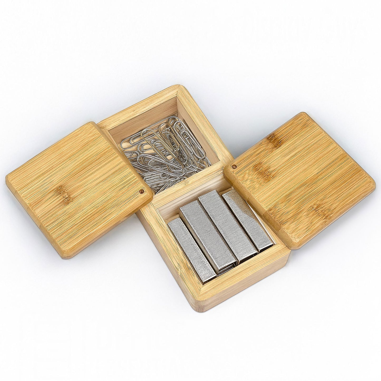 8.5" x 4.25" Salt and Pepper Bamboo Box with Rotating Lids