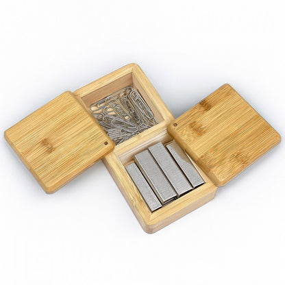 8.5" x 4.25" Salt and Pepper Bamboo Box with Rotating Lids
