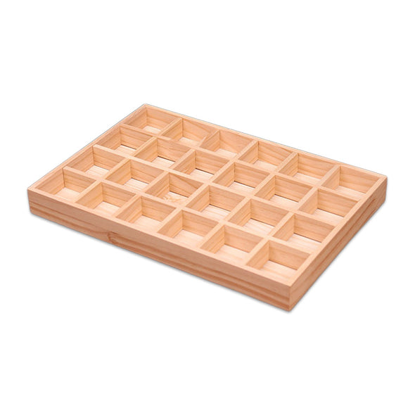 24 Compartment Natural Wood Jewelry Display Tray