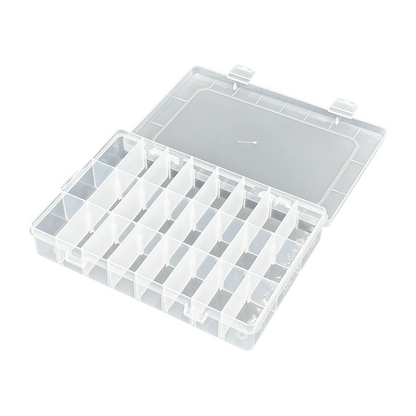 24 Grid Small Clear Plastic Configurable Compartment Organizer Storage Case