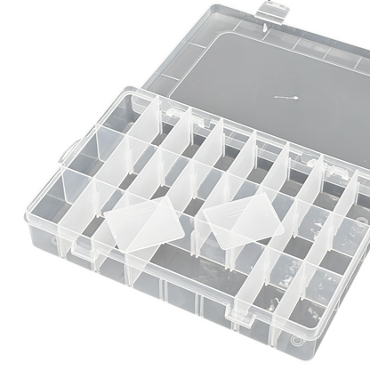 24 Grid Small Clear Plastic Configurable Compartment Organizer Storage Case