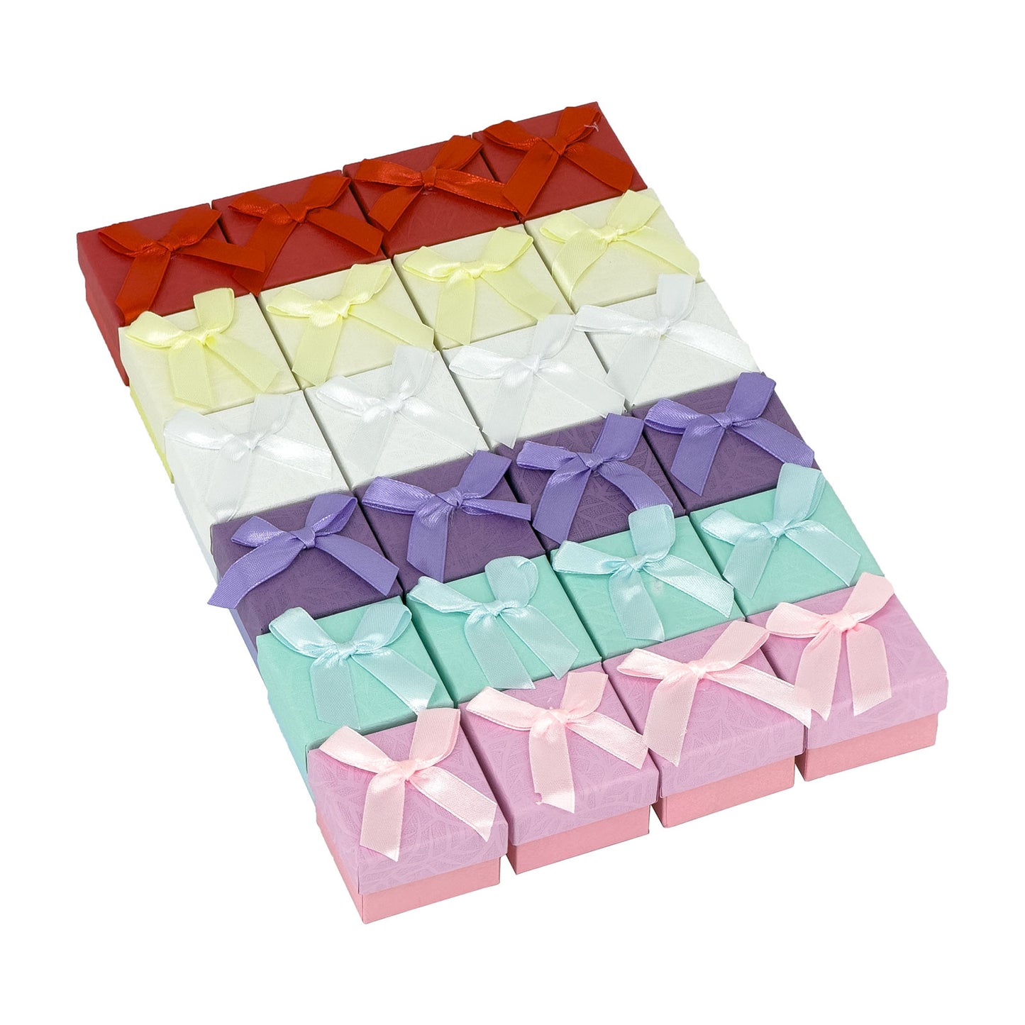 24-Pack Assorted Ring Gift Boxes with Ribbon Bows