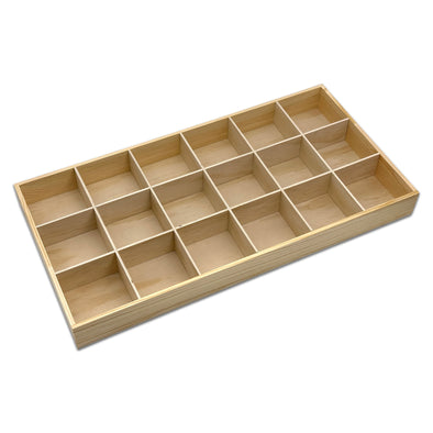25" x 12 3/4" x 2 1/2" Natural Pine 18 Compartment Jewelry Display Tray