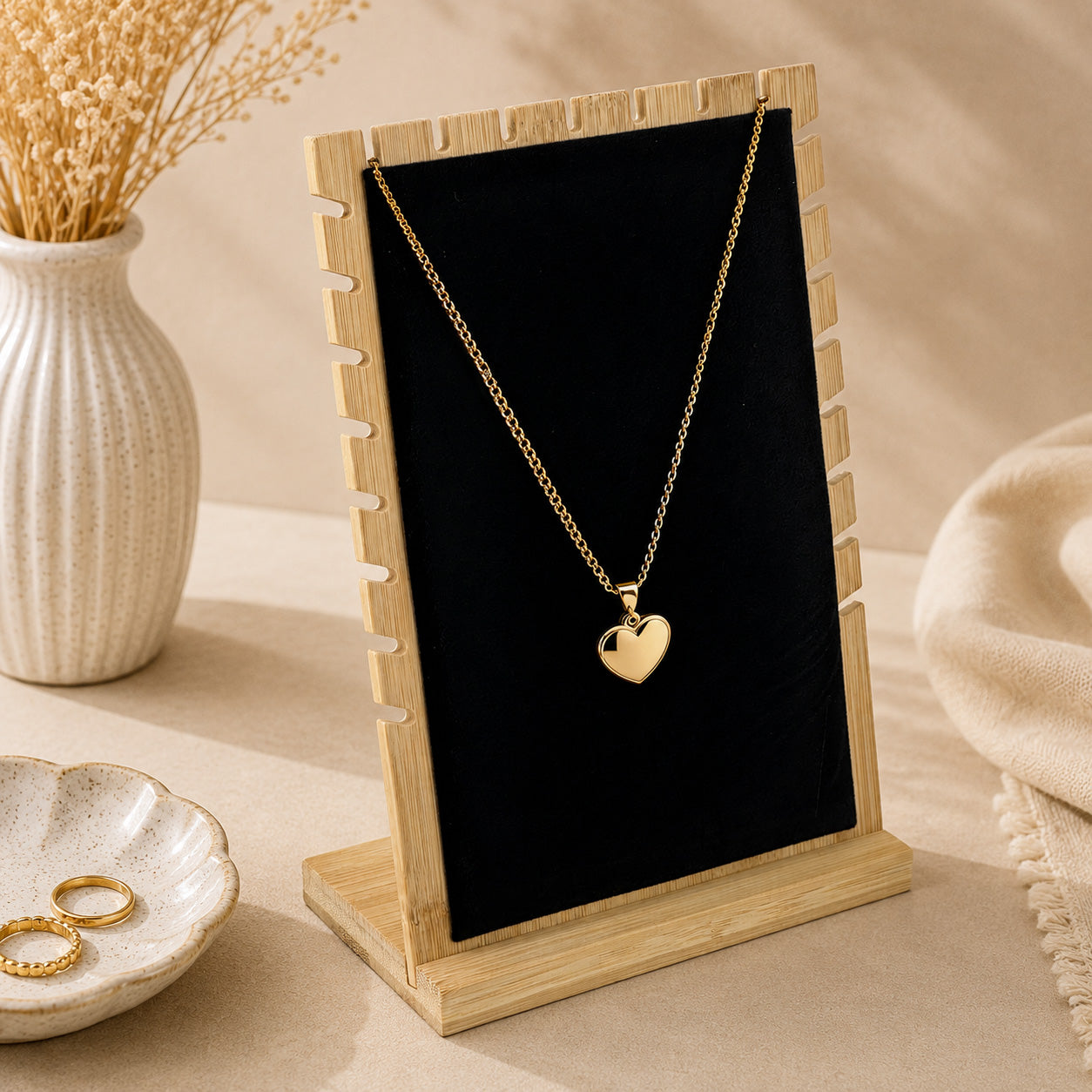 17 x 24cm Black Velvet Bamboo Necklace Jewelry Display