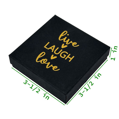 3 1/2" x 3 1/2" Black and Gold "Live Laugh Love" Cotton Filled Box