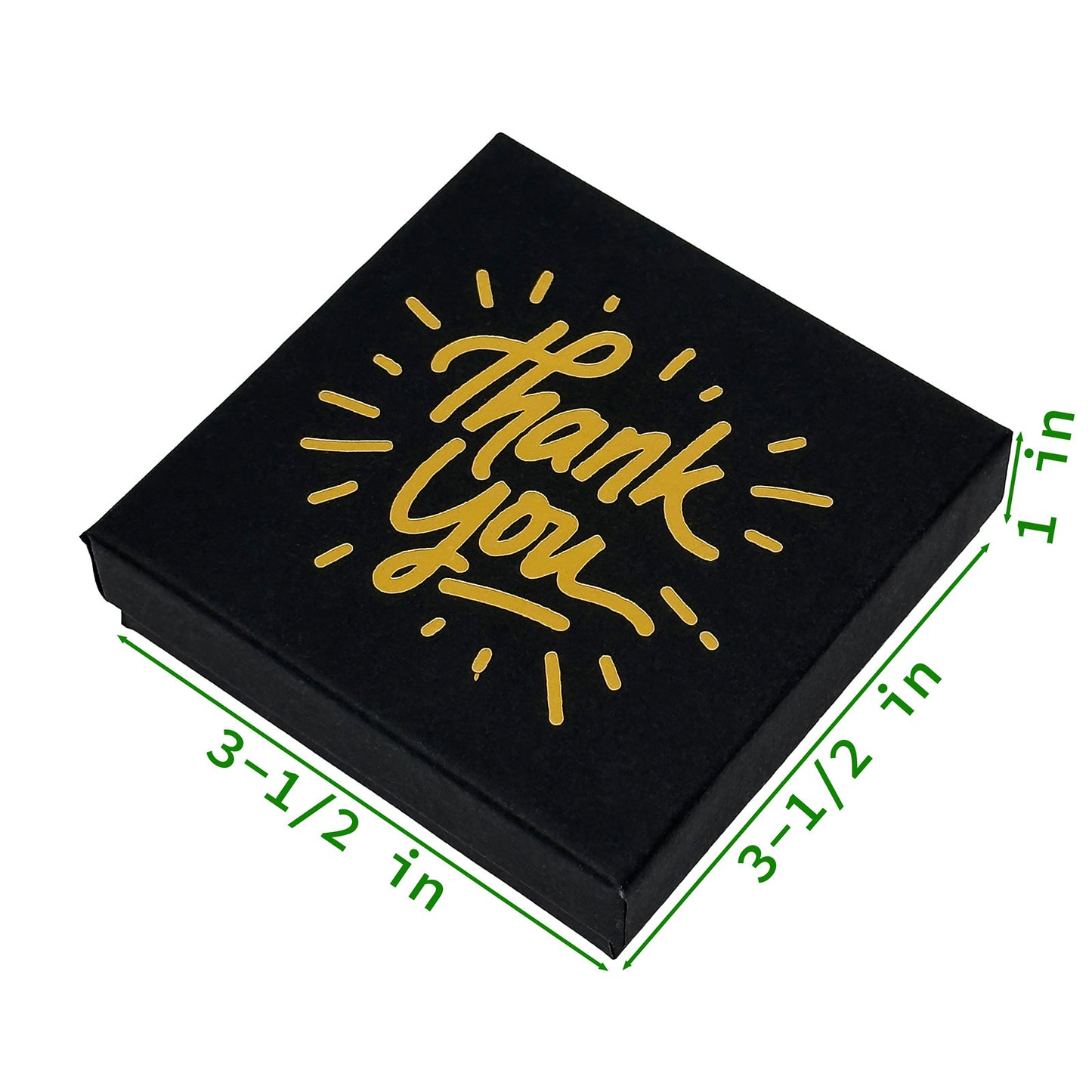 3 1/2" x 3 1/2" Black and Gold "Thank You" Cotton Filled Box