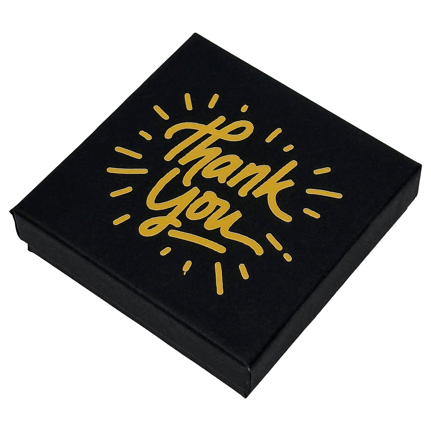 3 1/2" x 3 1/2" Black and Gold "Thank You" Cotton Filled Box