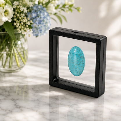3.5" x 3.5" Black Floating Frame Jewelry Display Case