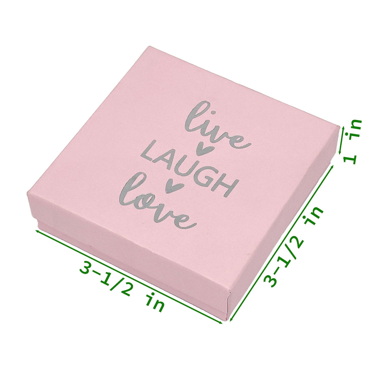 3 1/2" x 3 1/2" Pink and Silver "Live Laugh Love" Cotton Filled Box