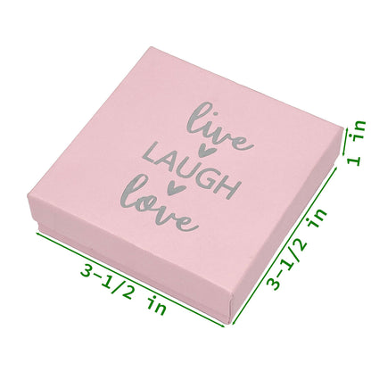 3 1/2" x 3 1/2" Pink and Silver "Live Laugh Love" Cotton Filled Box