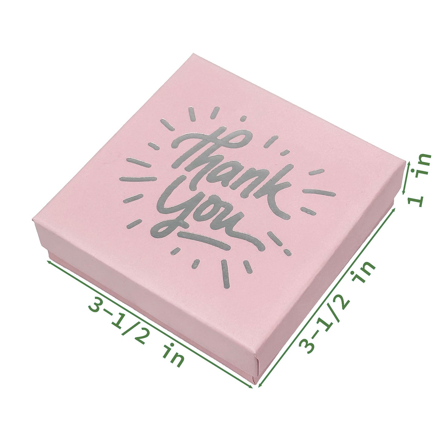 3 1/2" x 3 1/2" Pink and Silver "Thank You" Cotton Filled Box