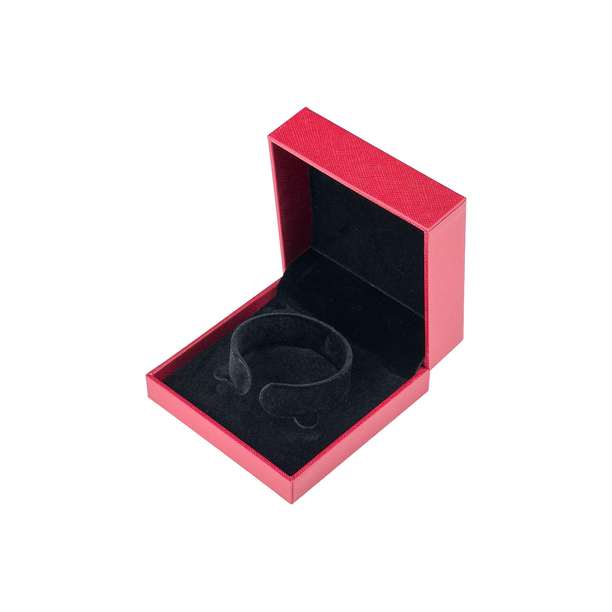 3 1/2" x 3 1/2" Red Leatherette Black Velvet Interior Watch Jewelry Box