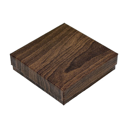 3 1/2" x 3 1/2" Wood Grain Pattern Jewelry Paper Box with Black Foam Insert