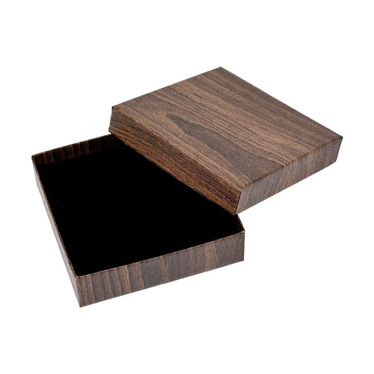 3 1/2" x 3 1/2" Wood Grain Pattern Jewelry Paper Box with Black Foam Insert