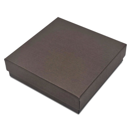 3 1/2" x 3 1/2" x 1" Brown Linen Pattern Cotton Filled Paper Box